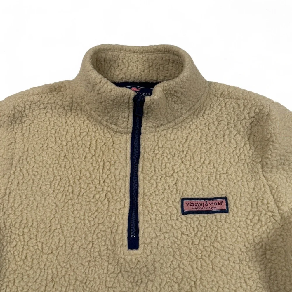 Vineyard Vines Kids‎ XL 18 Tan Fleece Quarter Zip Pullover Sweater Youth - Picture 8 of 10
